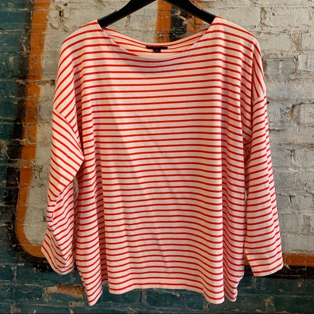 J Crew Striped Boatneck Top